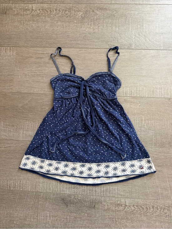 Hollister Tops - Vintage Hollister Navy Blue Printed Y2K babydoll top